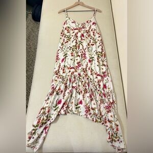 Great Jones Dress - Women’s Medium White - Floral Handkerchief Spaghetti Strap